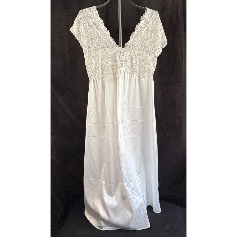 White Lace Satin Bridal Maxi Nightgown Dress 1XL Wedding Honeymoon Lingerie